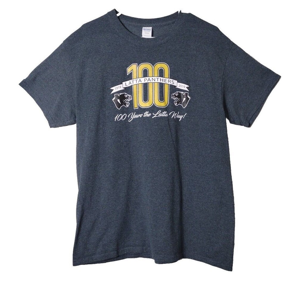 Gildan Mens 1919 Latta Panthers Logo T-Shirt Gray Short Sleeve Size L